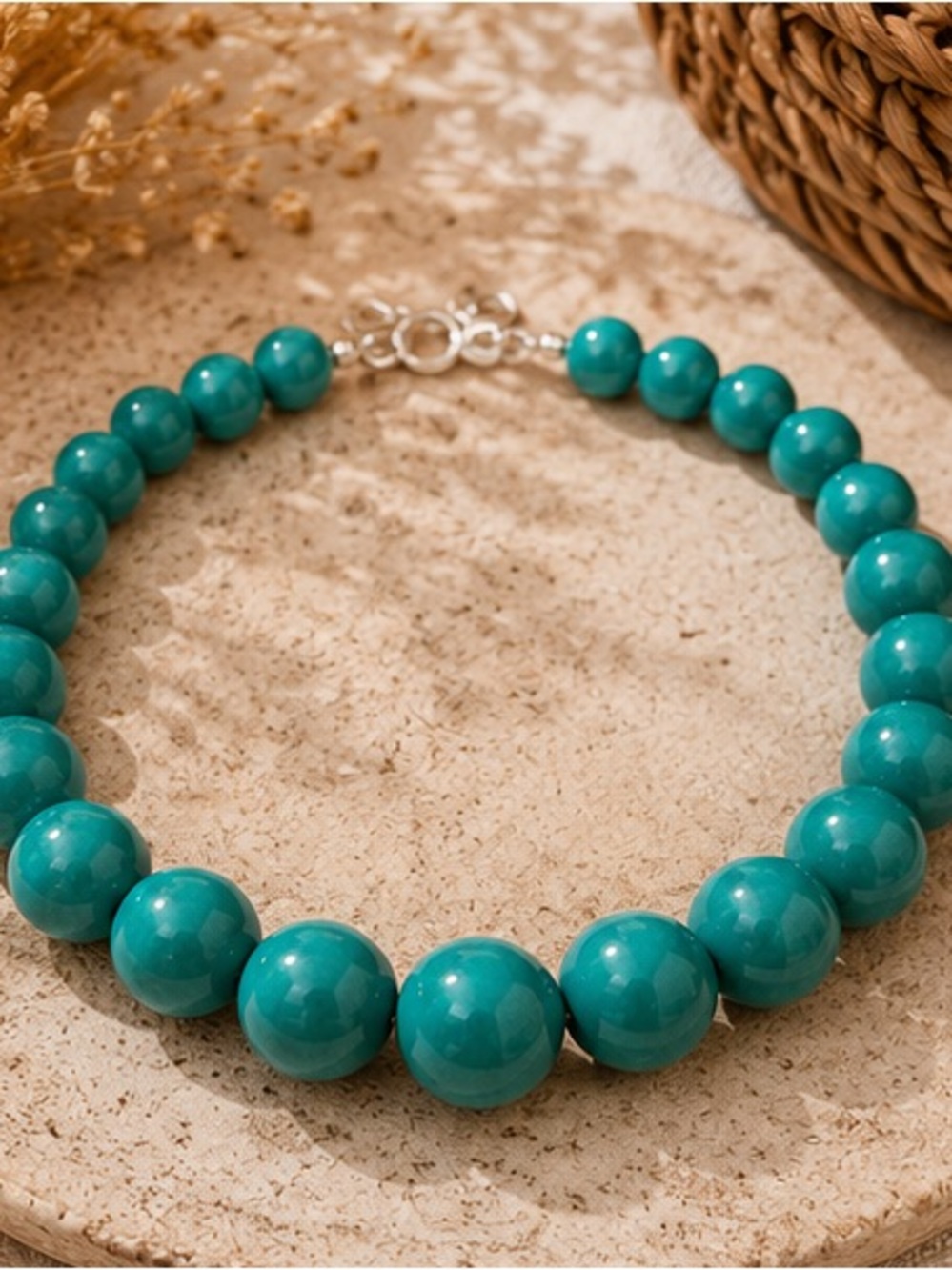 🦋Turquoise Graduated Statement Beaded Necklace Chunky Bubble Necklace